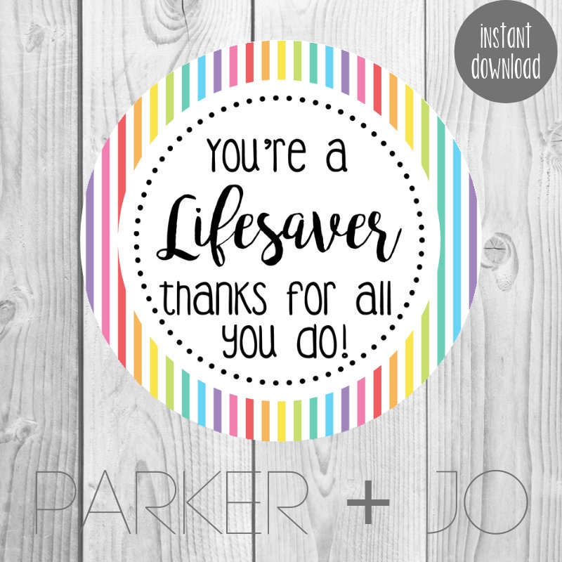 INSTANT DOWNLOAD You re A Lifesaver Thanks For All You Do Gift Tags Nurses Teachers PTO Printable Stickers Labels Tags Etsy