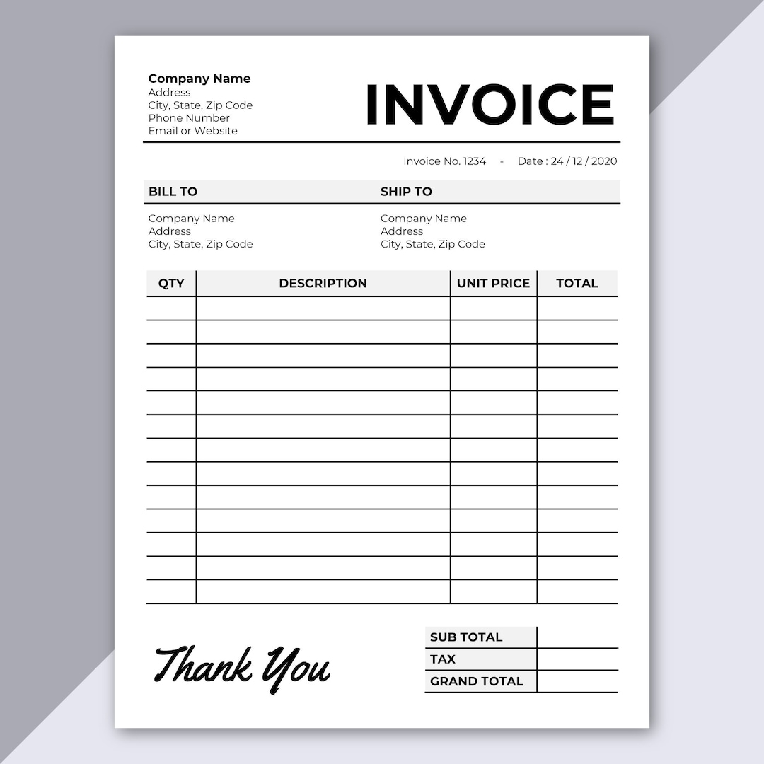 Free Customizable Printable Invoices