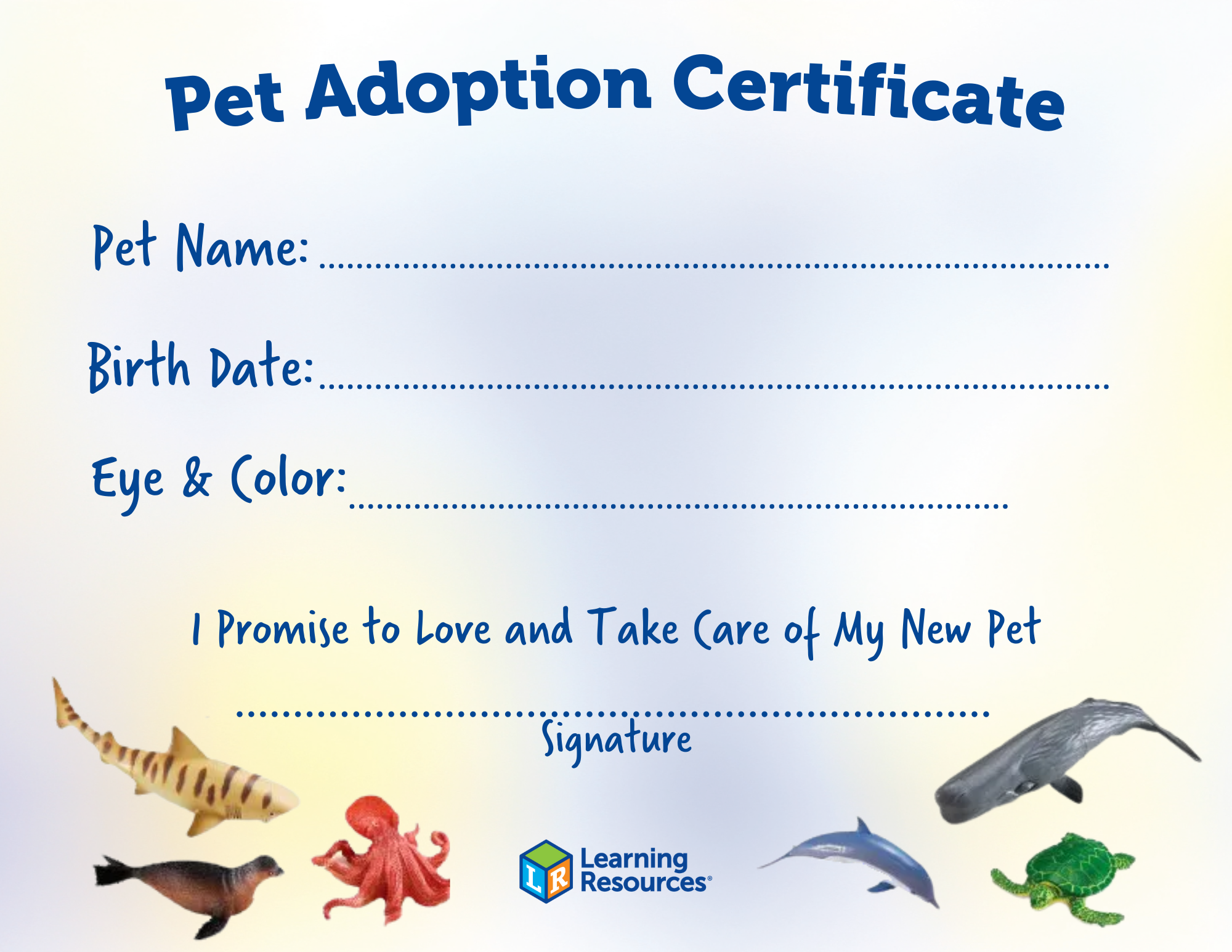 Jumbo Pet Adoption Certificate
