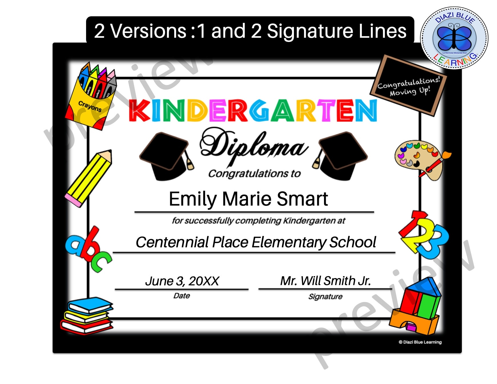 Kindergarten Diplomas Templates Printable Free