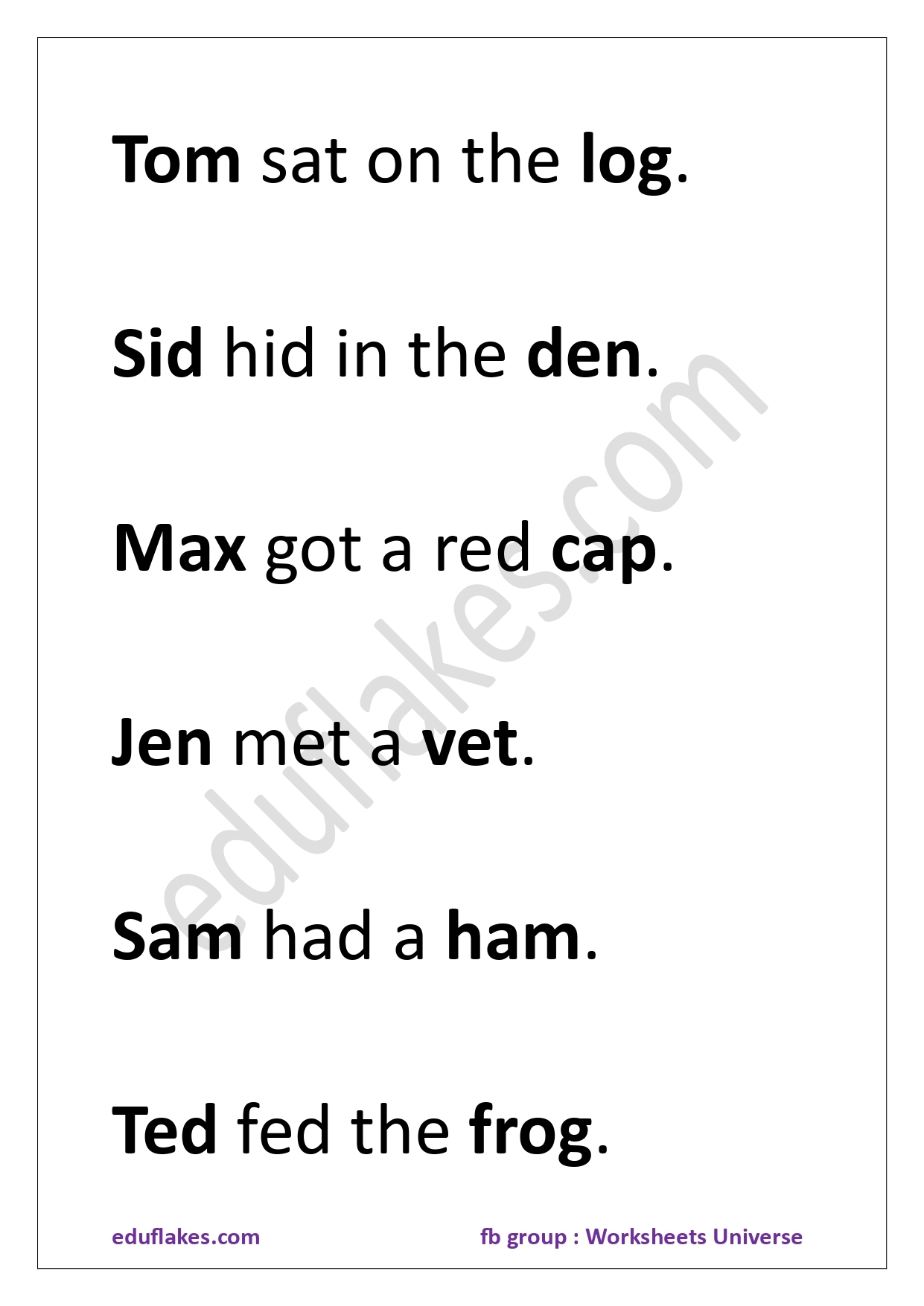 Kindergarten Fluency Passages Free PDF With CVC Words Eduflakes