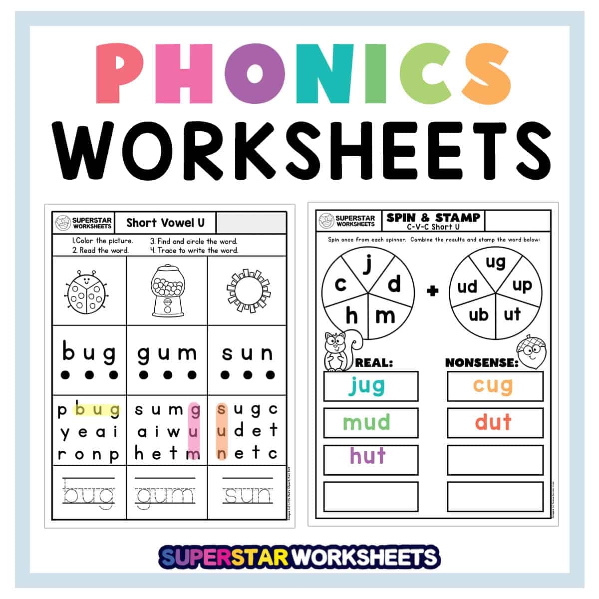 Seasonal Phonics Worksheets Free Printable