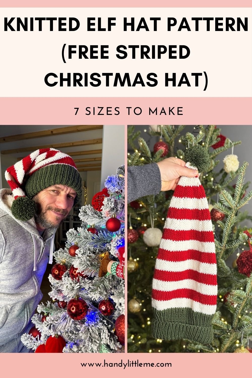 Knitted Elf Hat Pattern Free Striped Christmas Hat Handy Little Me