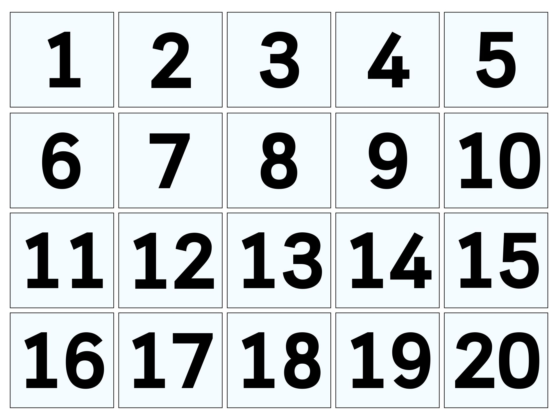 Large Number Cards 1 20 10 Free PDF Printables Printablee