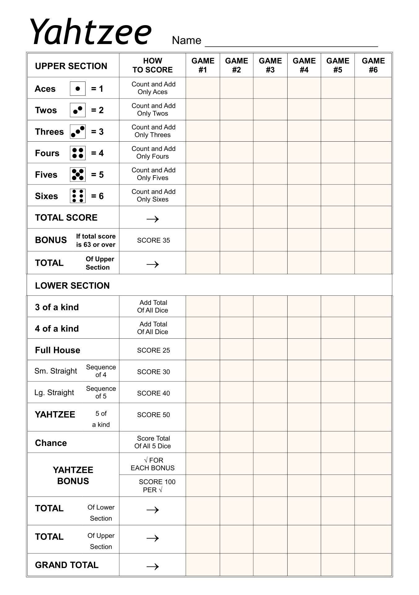 Large Yahtzee Score Sheets 10 Free PDF Printables Printablee
