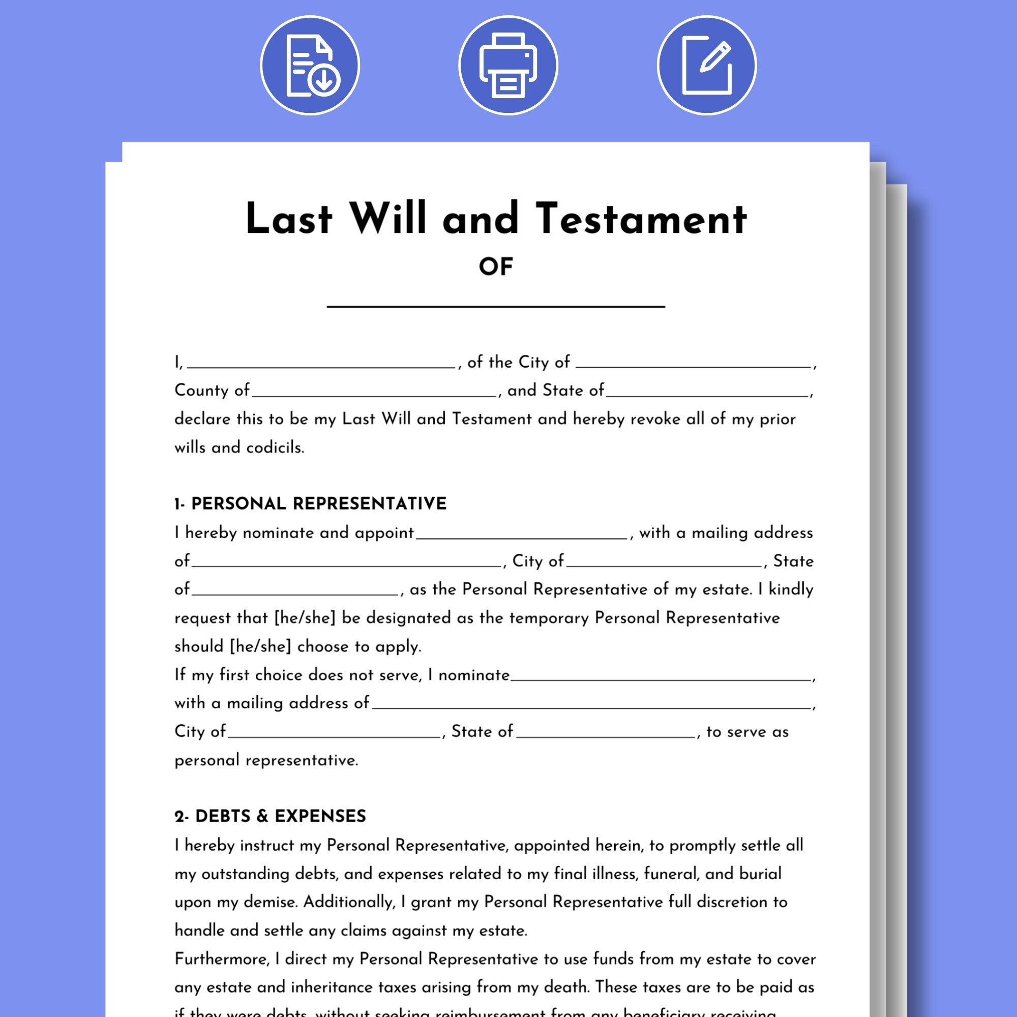 Free Printable Will Forms