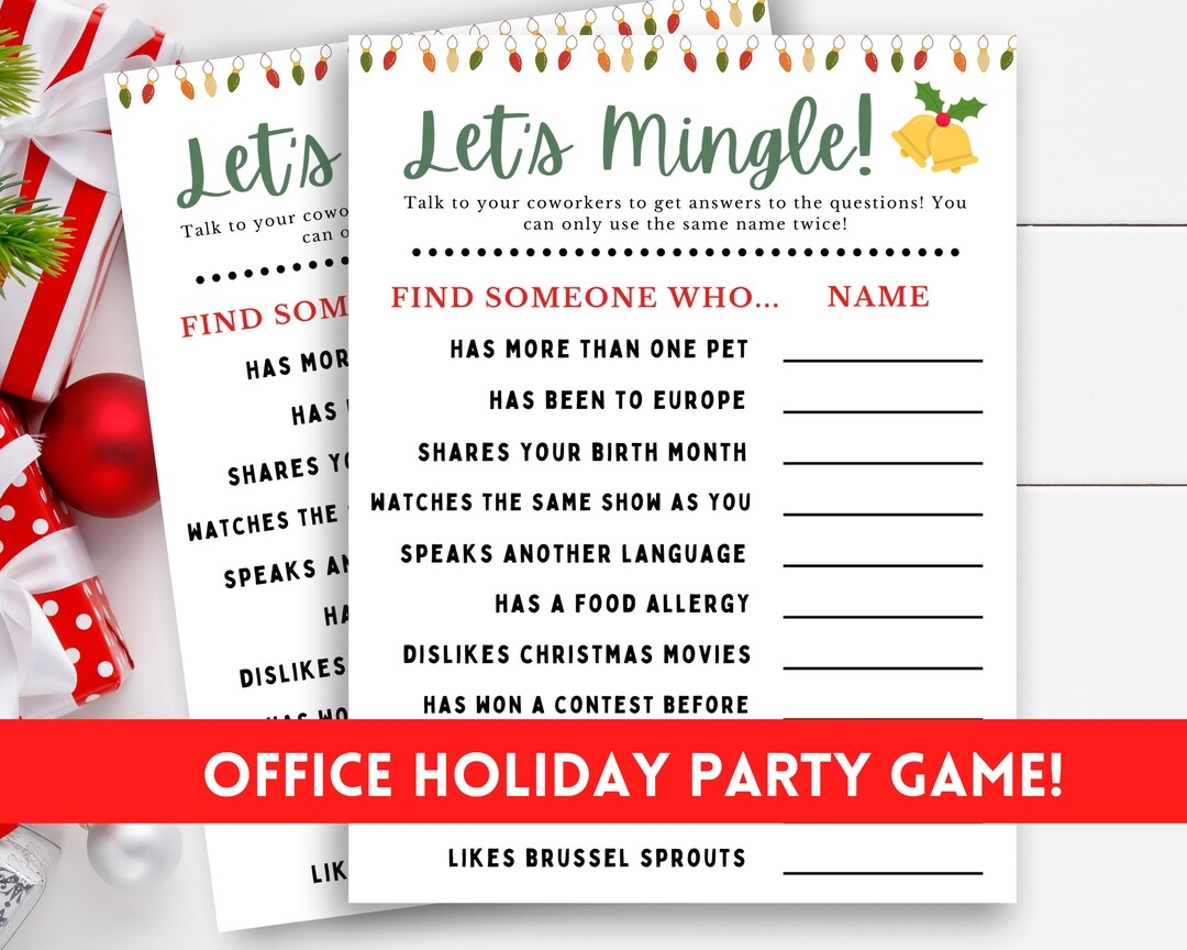 Let s Mingle Office Party Game Office Ice Breakers Work Party Ice Breakers Work Party Christmas Game Etsy