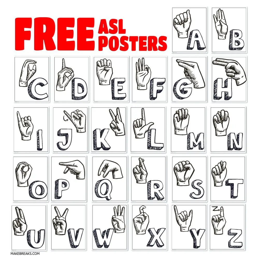 Free Printable Sign Language Alphabet