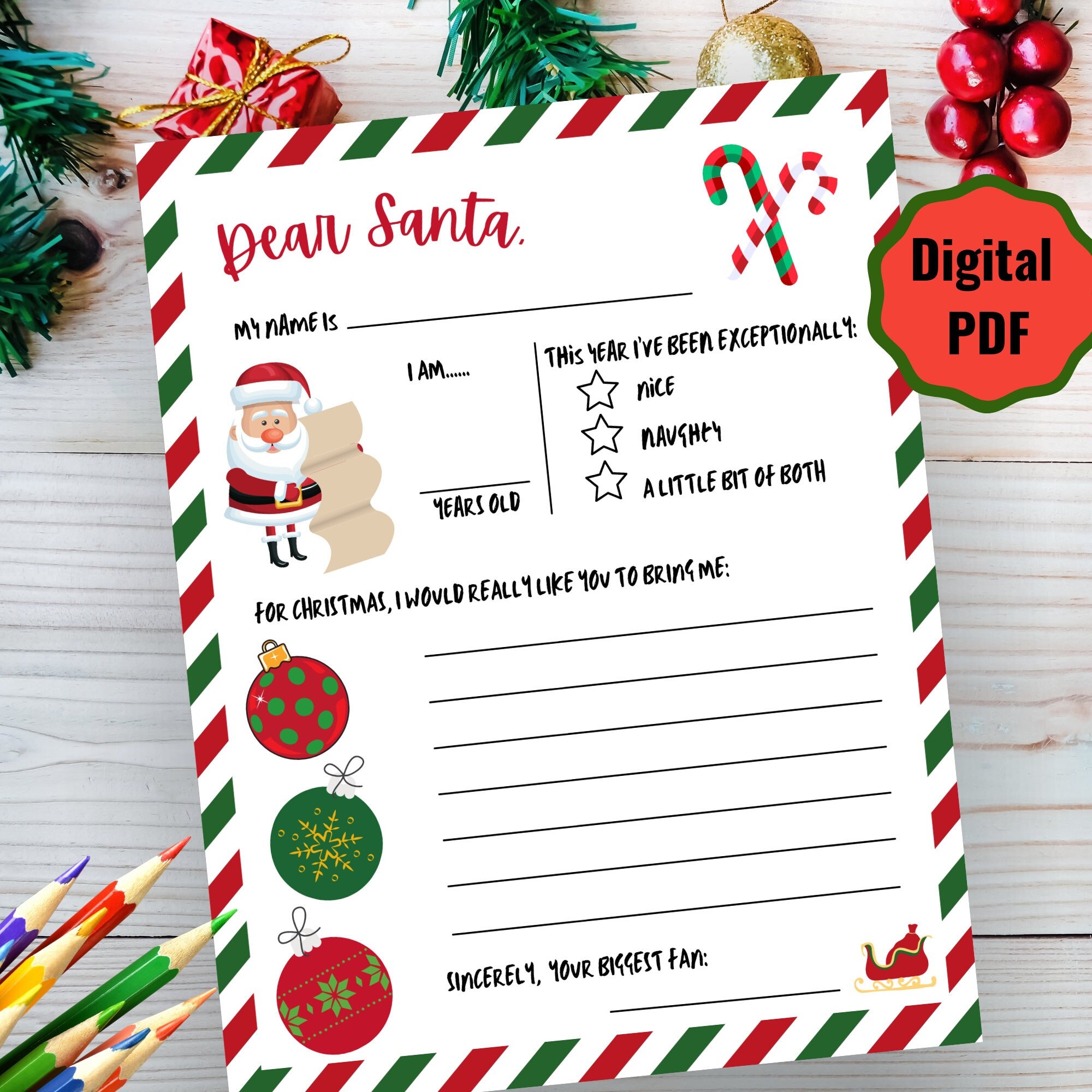 Letter To Santa Bonus Coloring Pages Dear Santa Printable Letter To Santa Christmas Wish List Printable Kid s Christmas Letter Etsy