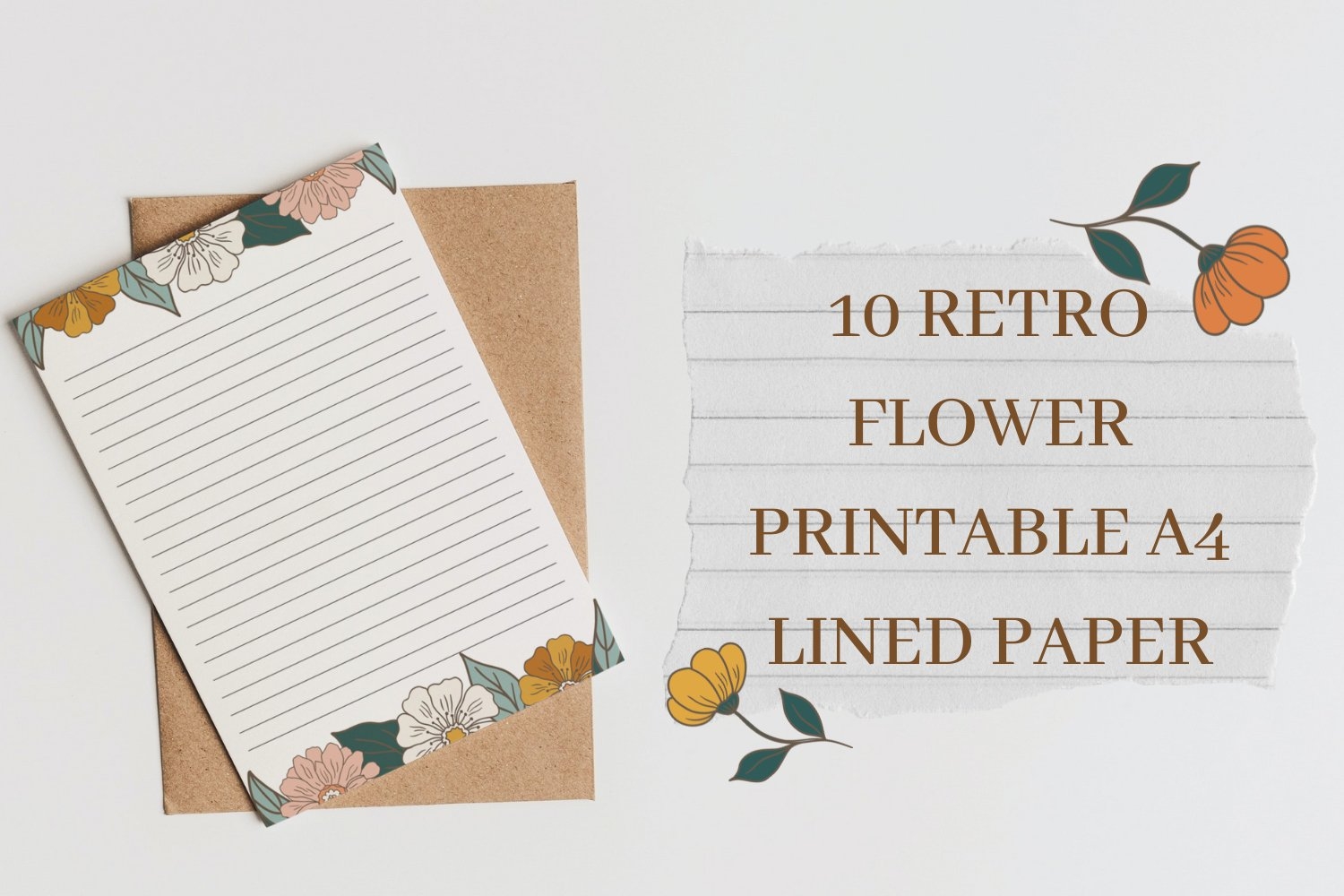 Lined Letter Writing Paper Retro Floral Stationery Set Cute