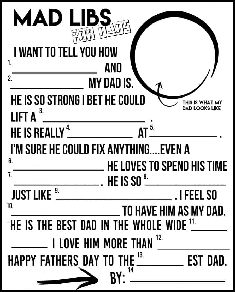 Mad Libs FOR DADS A Fun Father s Day Printable A Girl And A Glue Gun