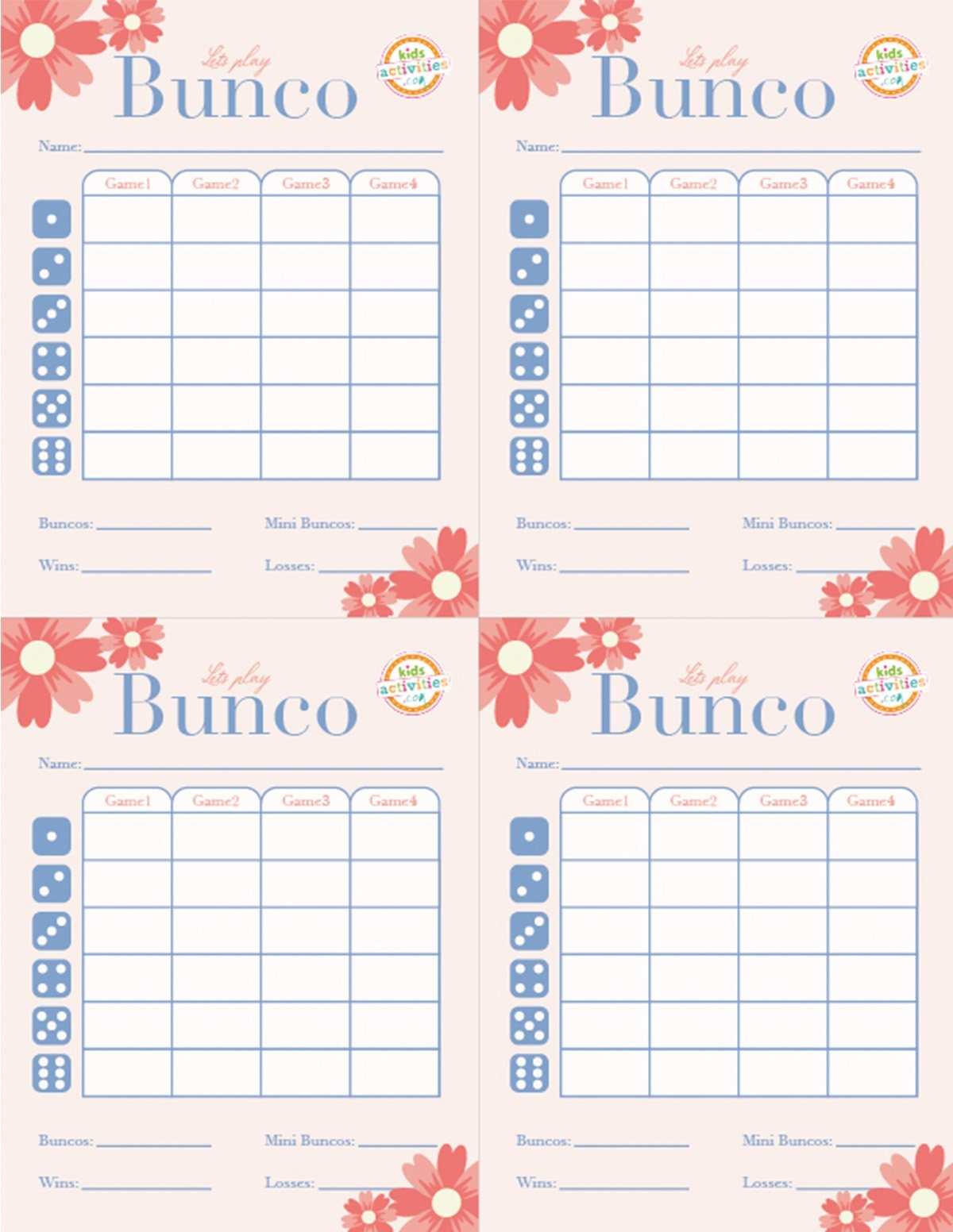 Make A Bunco Party Box With Free Printable Bunco Score Sheets Kids Activities Blog