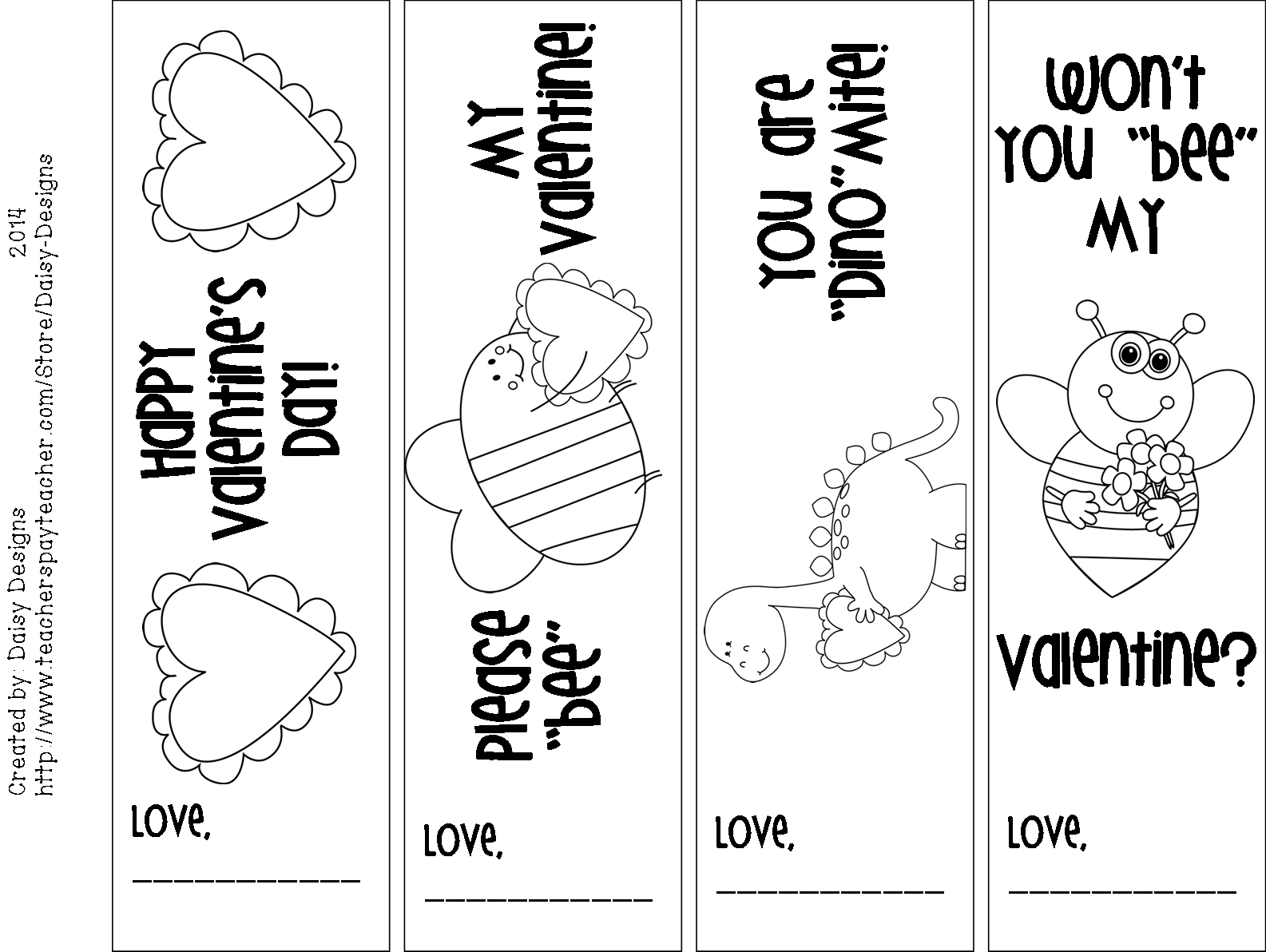 Valentine Bookmark Free Printable