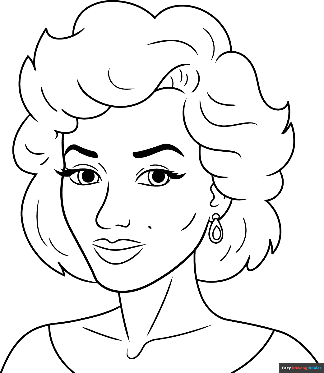Marilyn Monroe Coloring Page Easy Drawing Guides