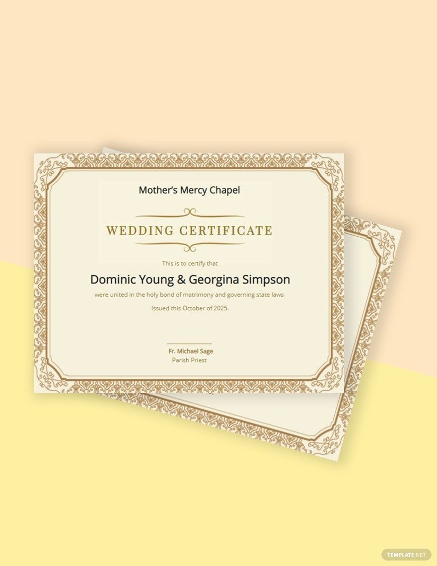 Marriage Certificate Template In Publisher Word Illustrator InDesign PSD Pages Google Docs Download Template