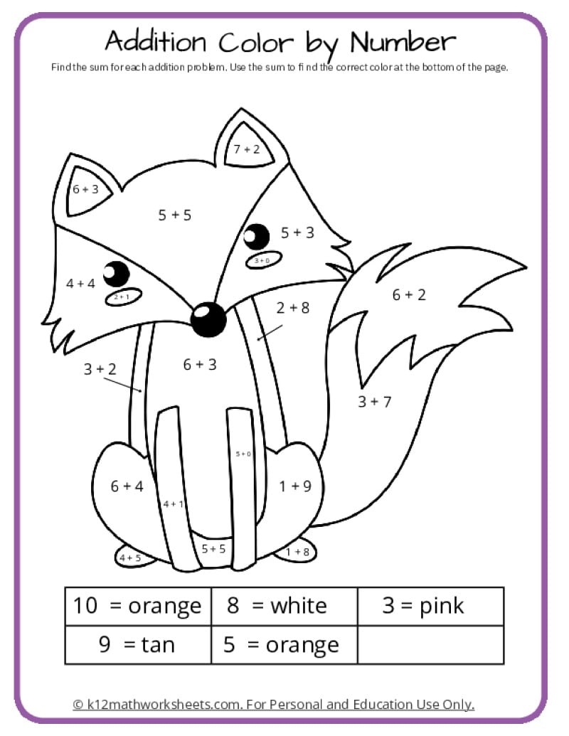 Color By Math Free Printables