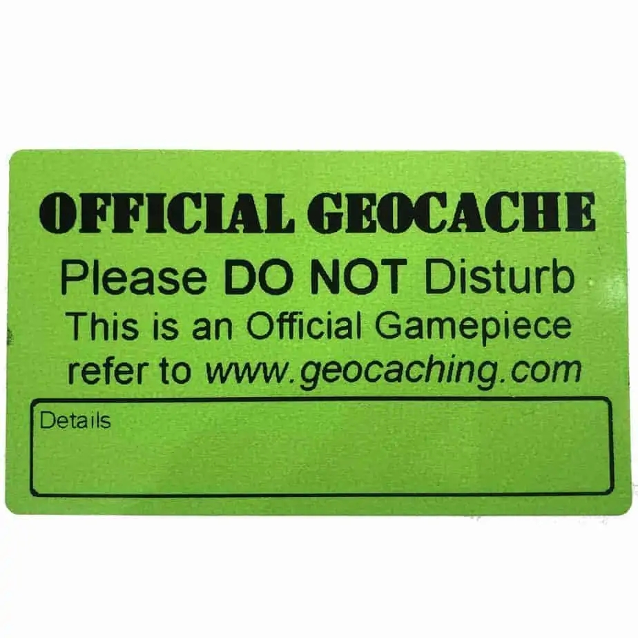 Medium Geocache Label Sticker For Geocaching Weather Proof Vinyl 8 5cms Wide AllCachedUp Geocaching Shop UK