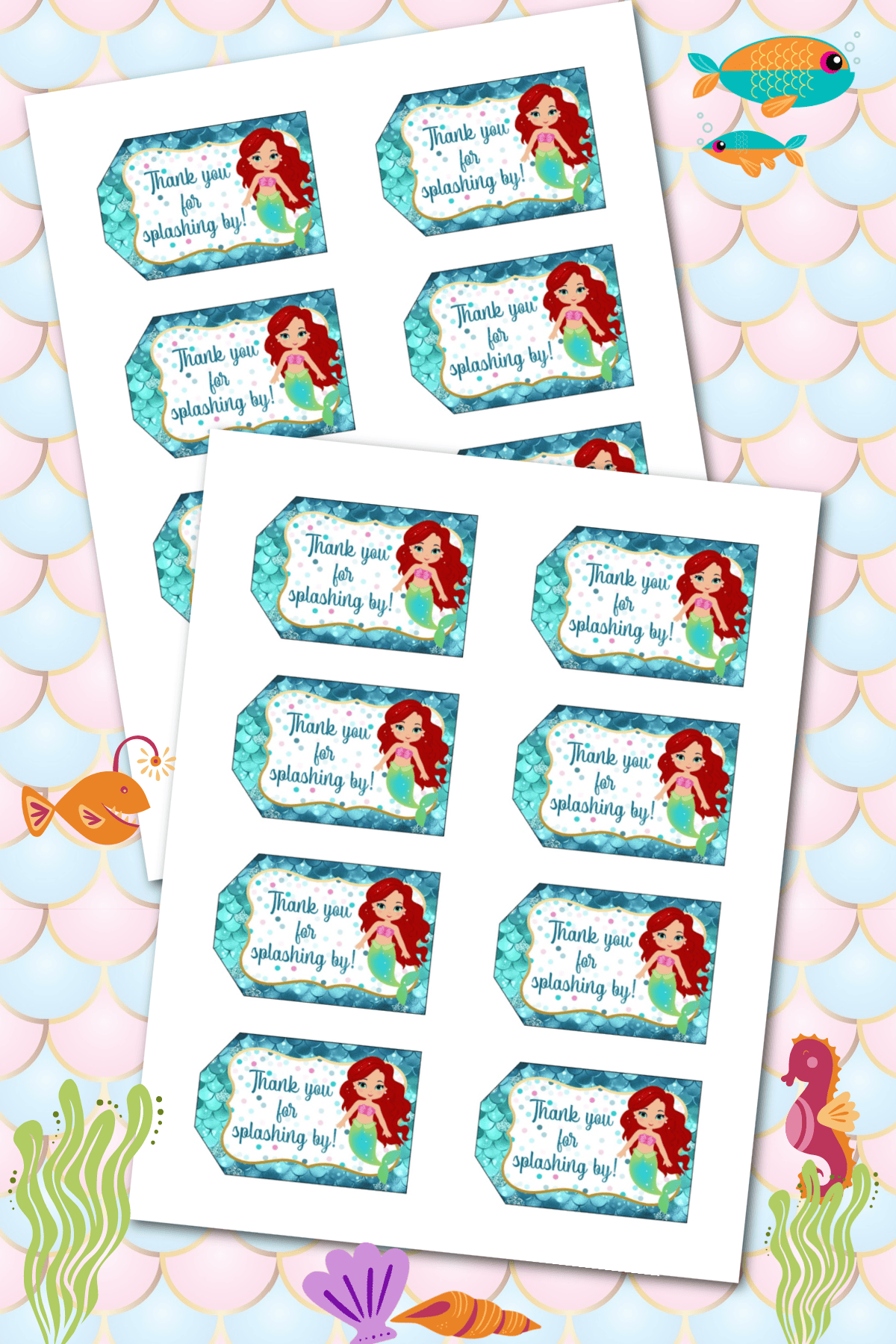 Mermaid Goodie Bag Tags Free Printable Fun Money Mom