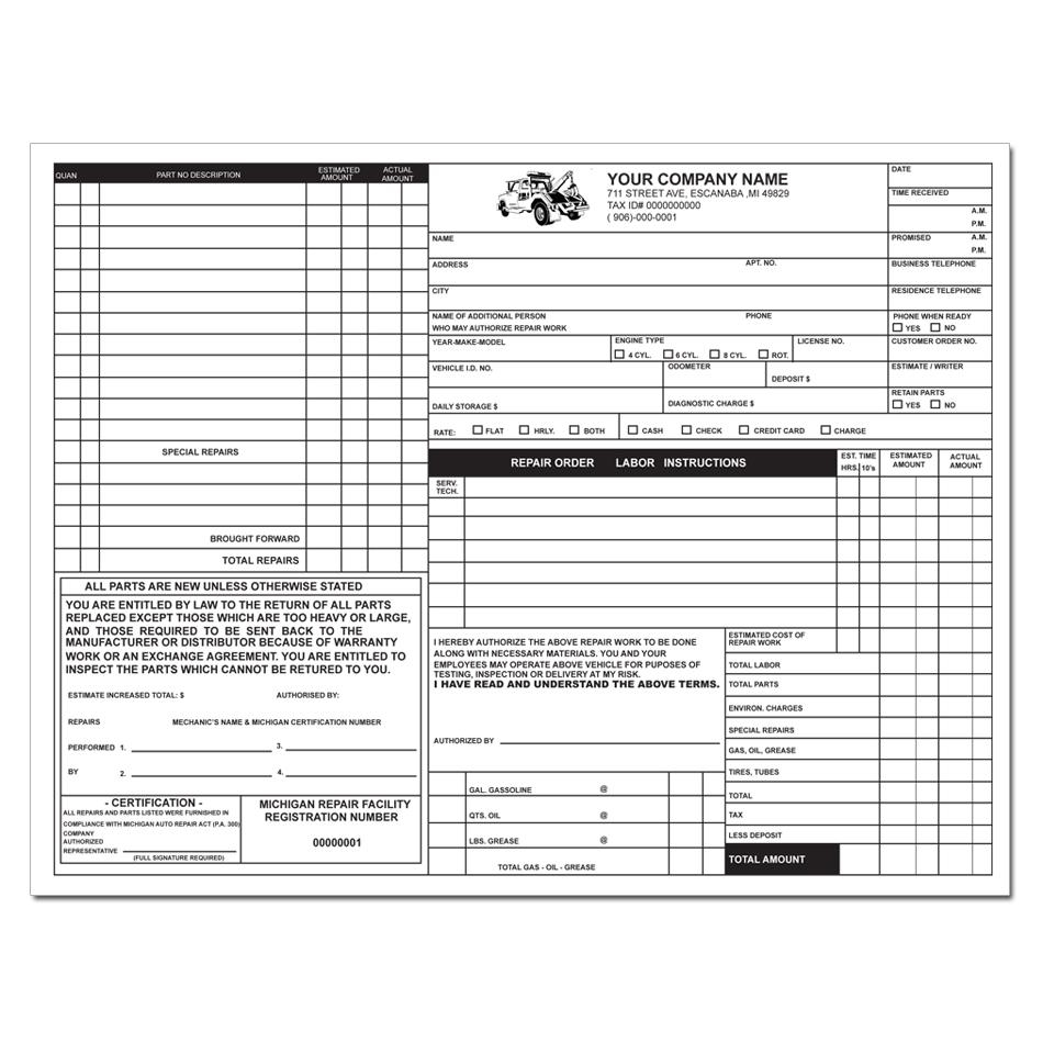 Free Printable Auto Repair Invoice