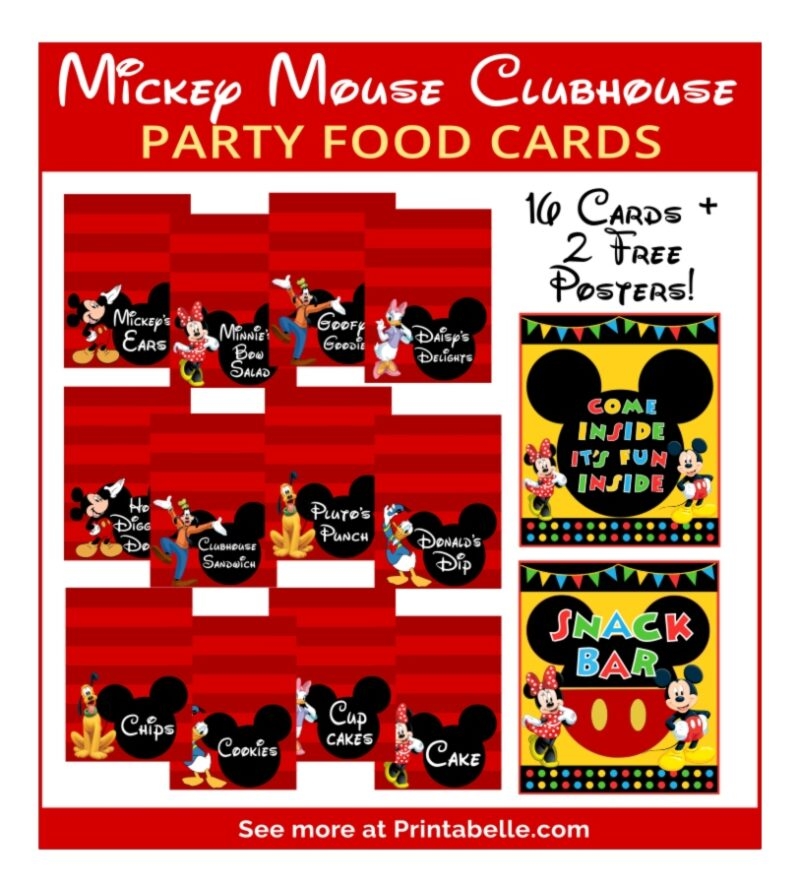 Mickey Mouse Clubhouse Party Printable Food Cards Free Signs Printabelle