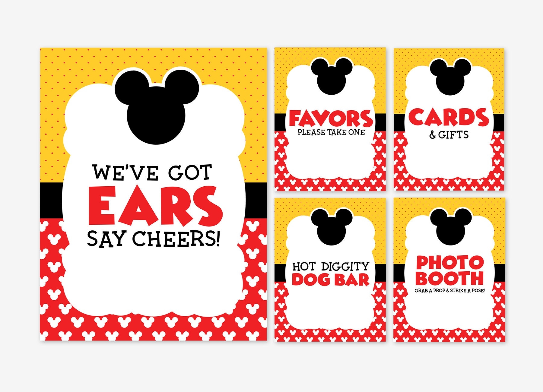 Mickey Mouse Printable Signs Mickey Mouse Party Signs Mickey Mouse Birthday Printables Mickey Mouse Birthday Decorations Mickey Signs Etsy