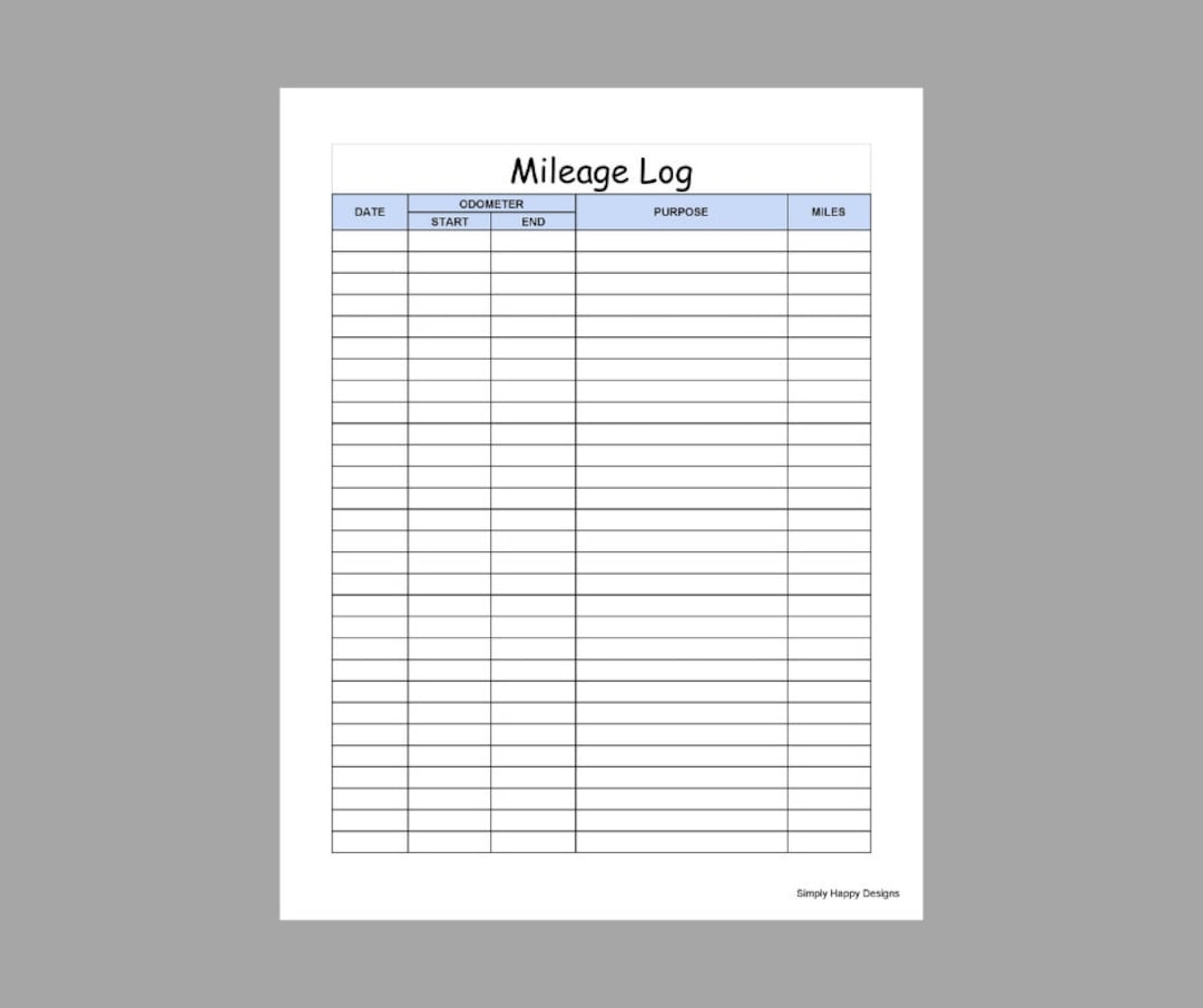 Free Printable Mileage Log