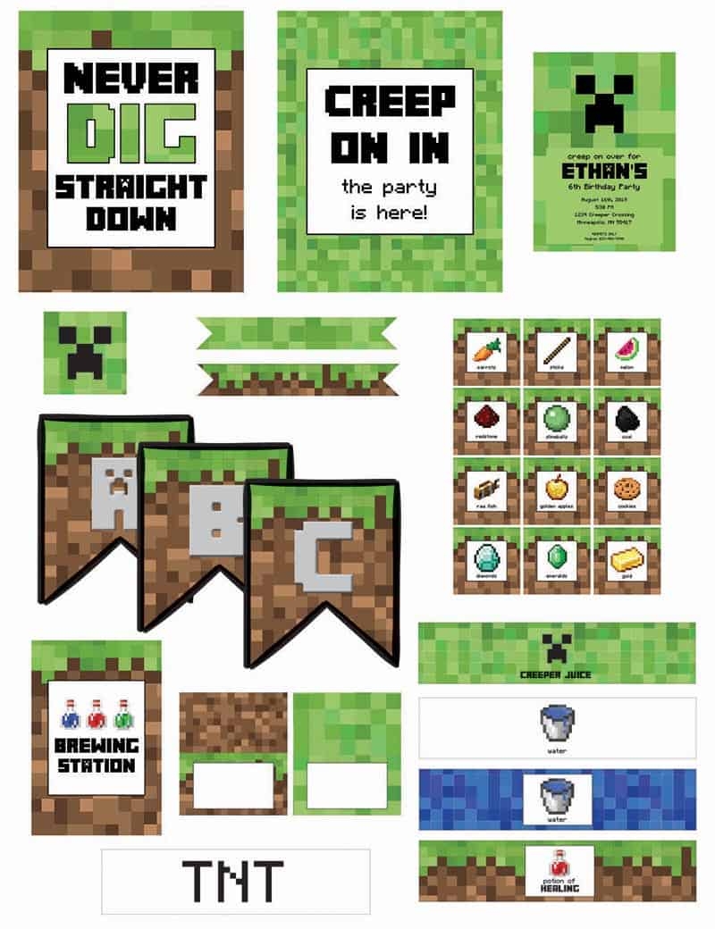 Minecraft Printable Food Labels Free