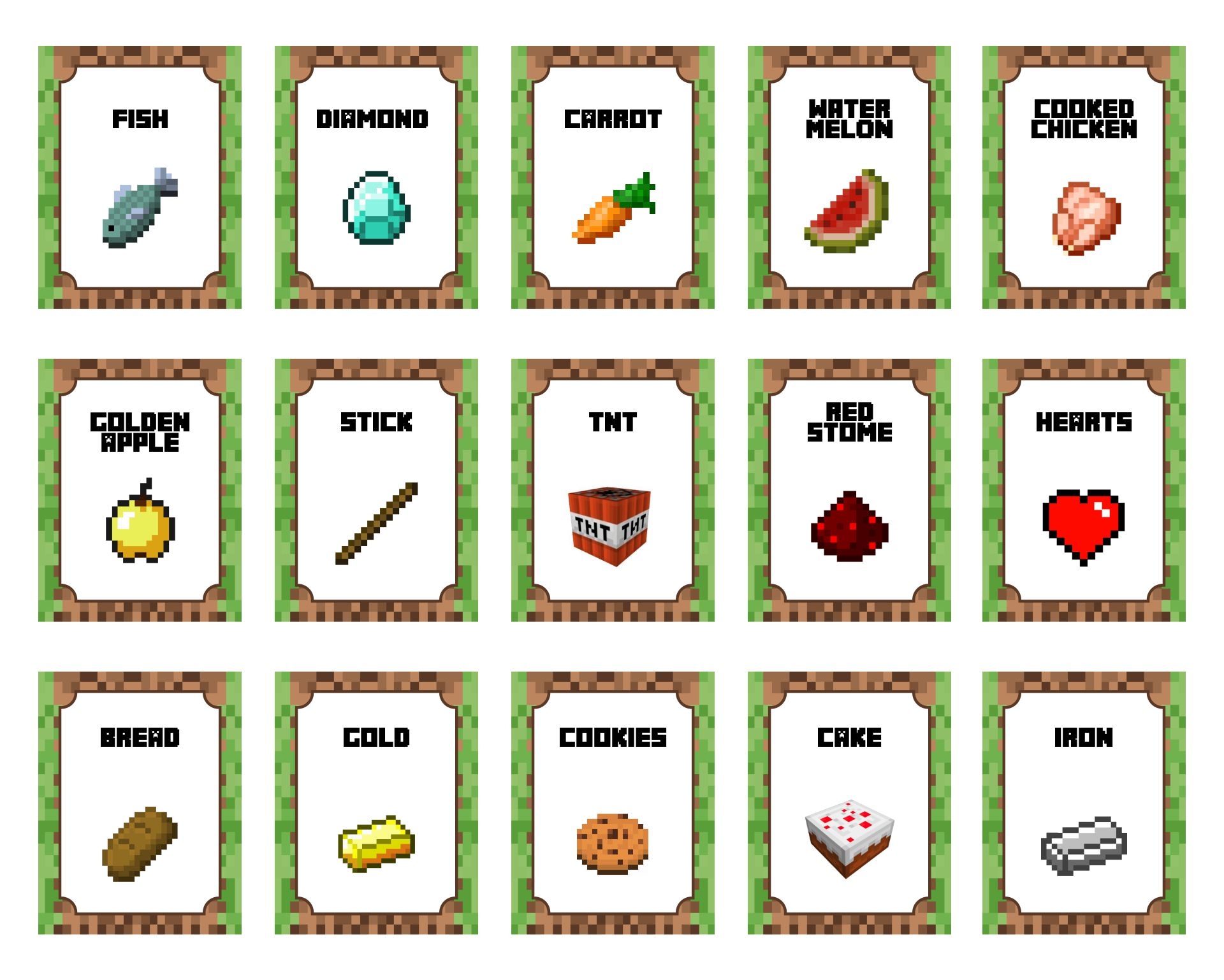 Minecraft Food Signs Free Printable