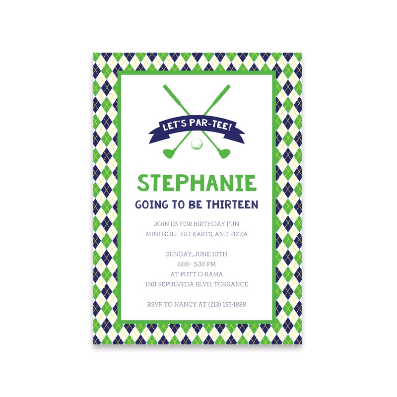 Mini golf party invitation template size a7 by download and print Download Print