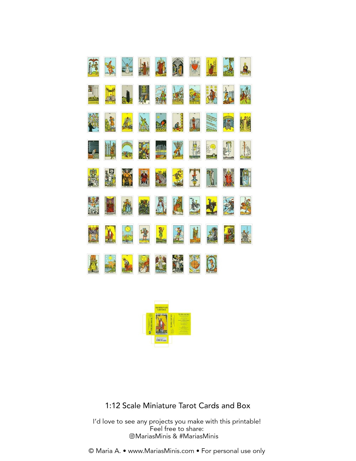 Miniature Tarot Deck Free Printable