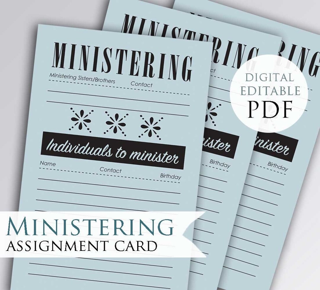 Ministering As The Savior Does Assignment Sheet Reminder Printable Digital Download Relief Society Elders Quorum Card Etsy