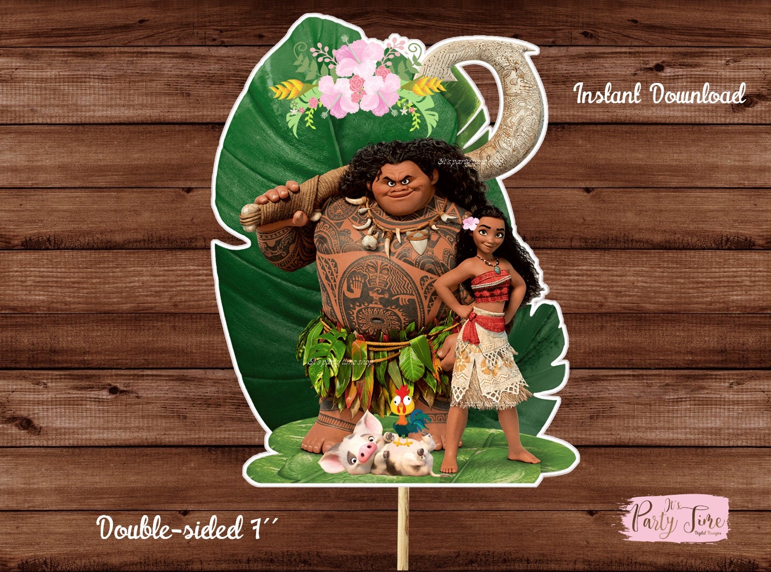 Moana Centerpieces Printable Moana Centerpiece Moana Cake Topper Double sided Moana Birthday Party Decorations Instant Download Etsy