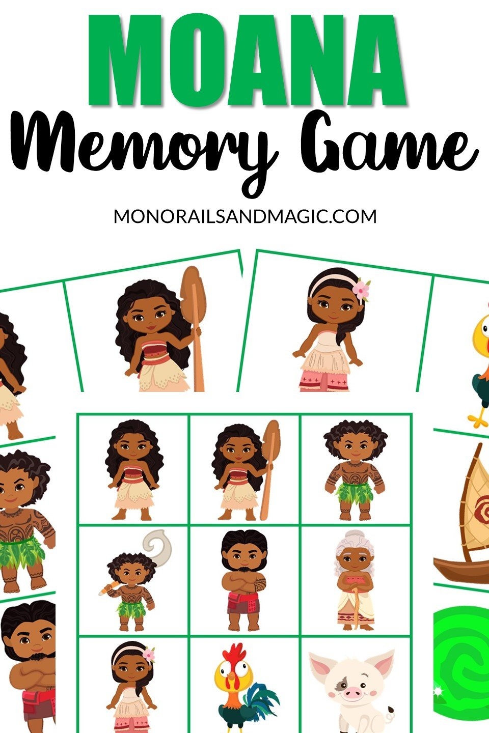 Moana Memory Game Free Printable Monorails And Magic
