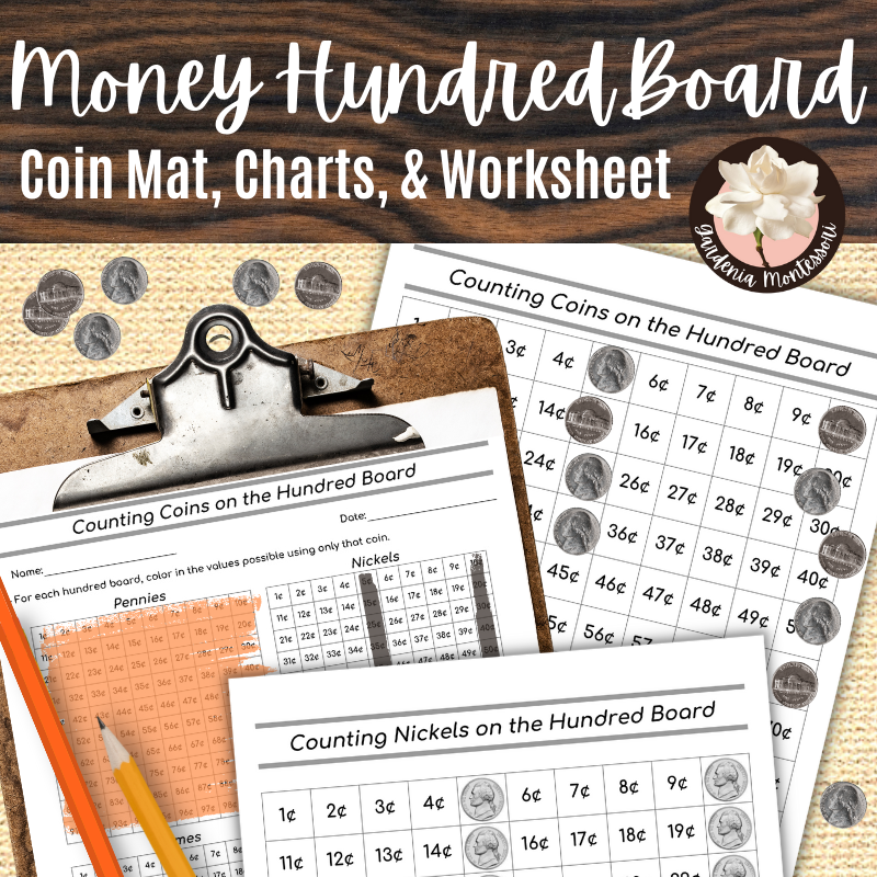 Money Hundred Board Coins Anchor Charts Coin Mats Montessori Money Count Coins Classful