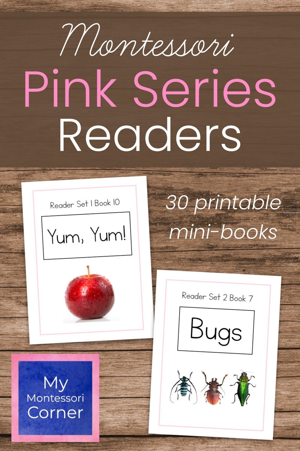 Montessori Pink Series Decodable Readers Bundle 30 Printable Mini books