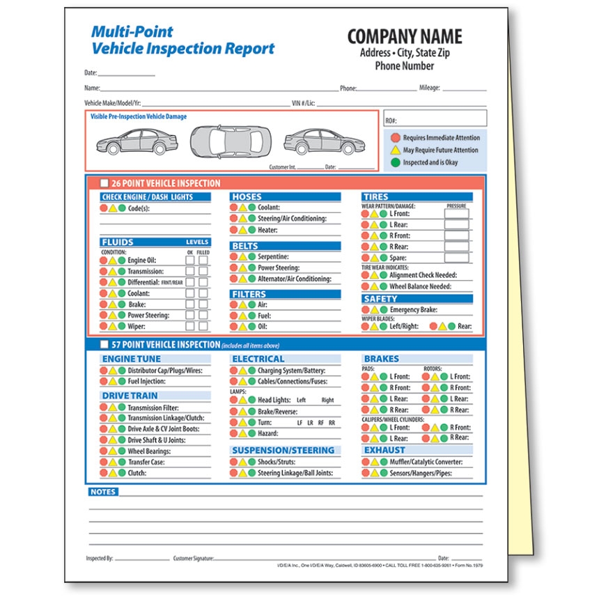 Multi Point Vehicle Inspection Form Automotive Forms IDEA Automotive Specialist