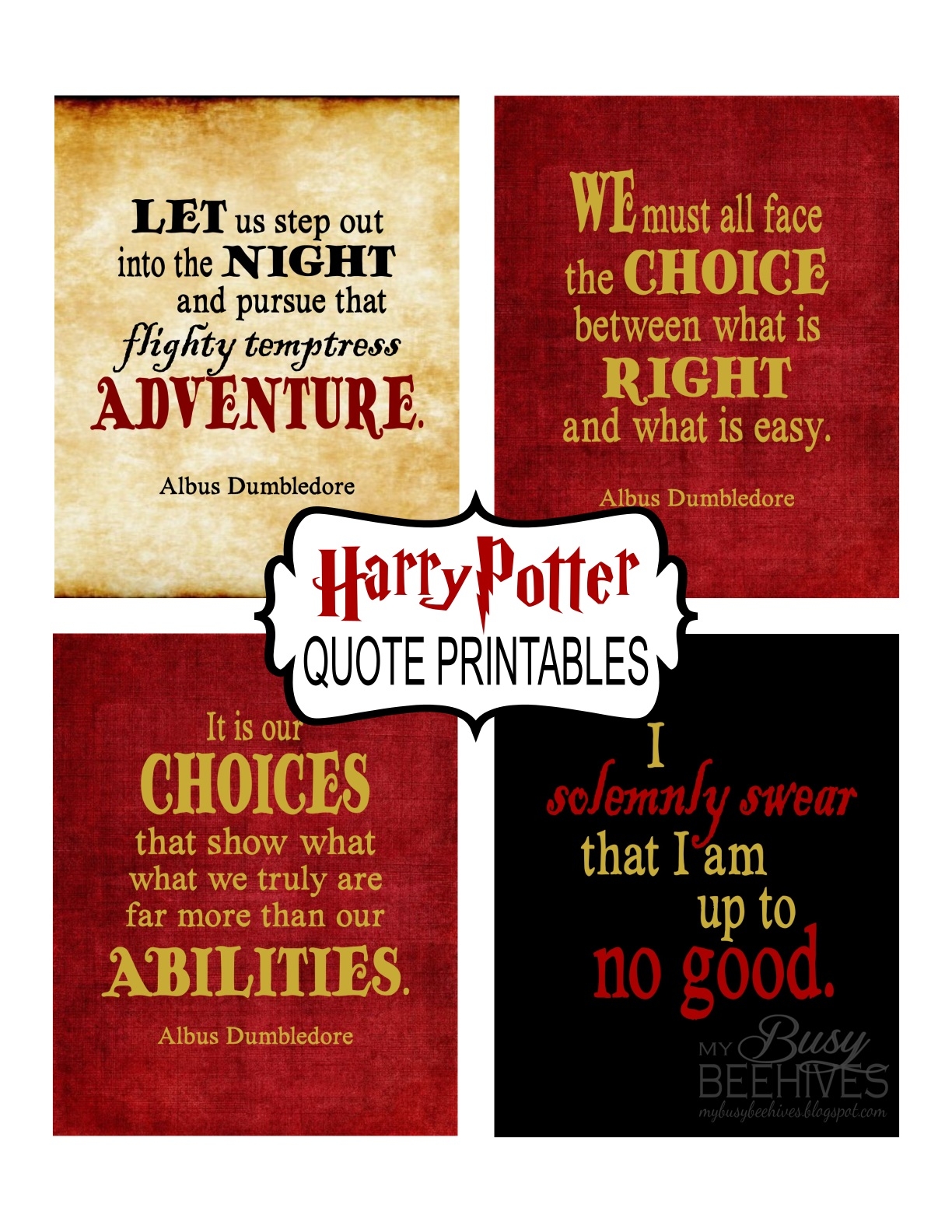 My Busy Beehives Harry Potter Quote Printables
