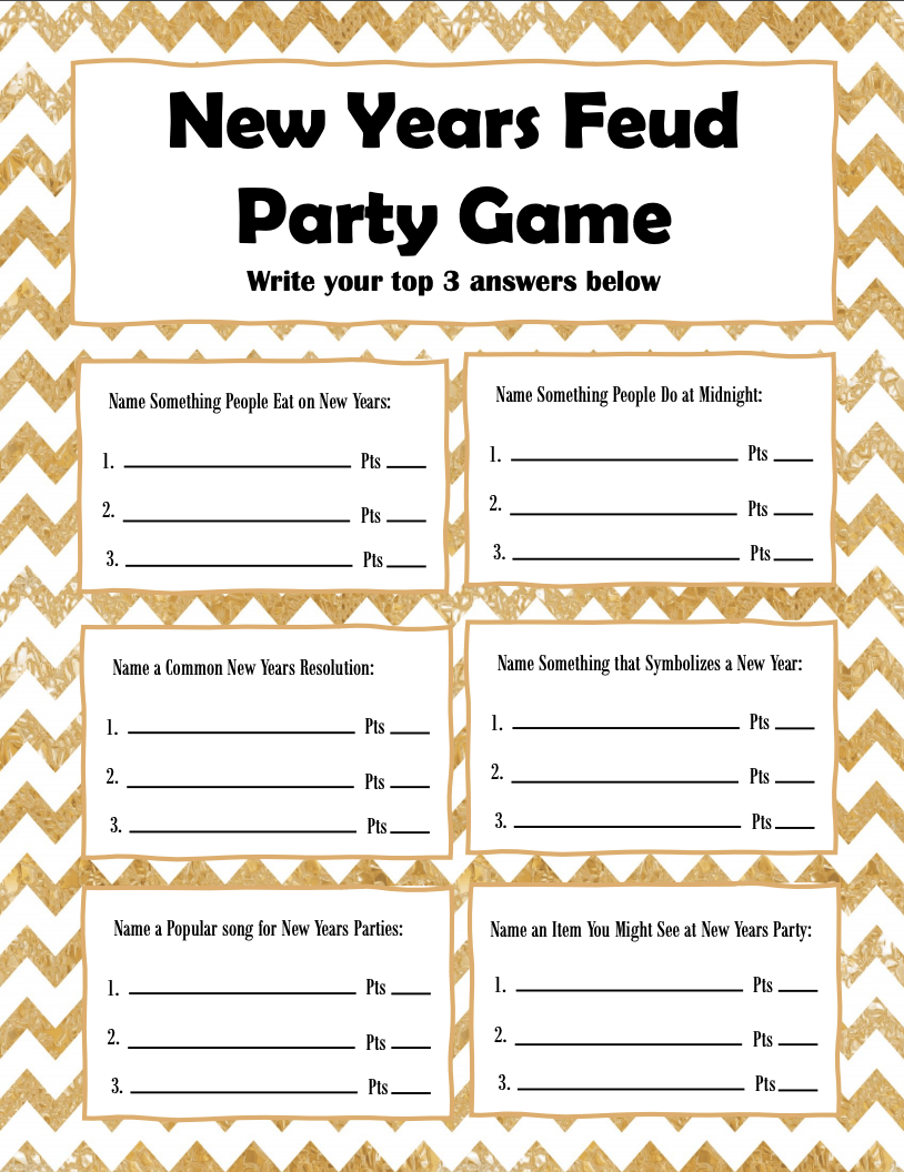 New Year s Family Feud Game Free Printable