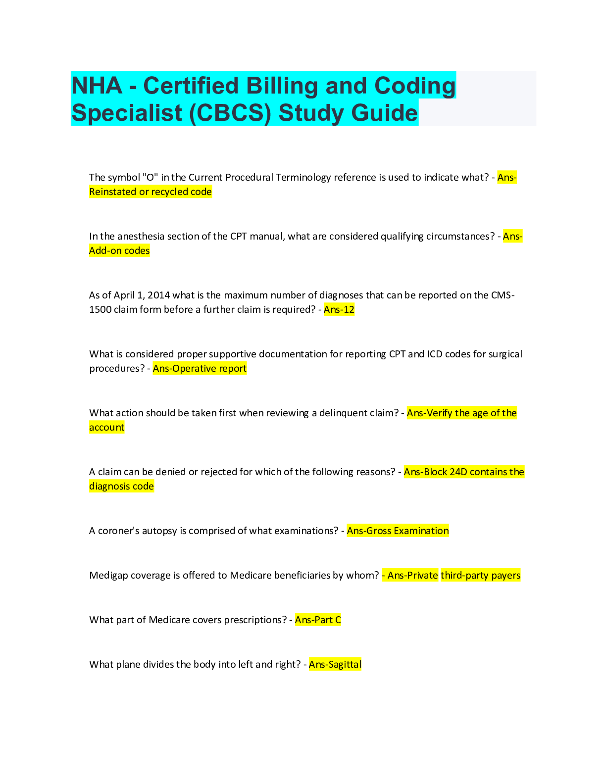 NHA Medical Assistant CCMA Certification Practice Test 2 0 A Questions With Rationale Answers