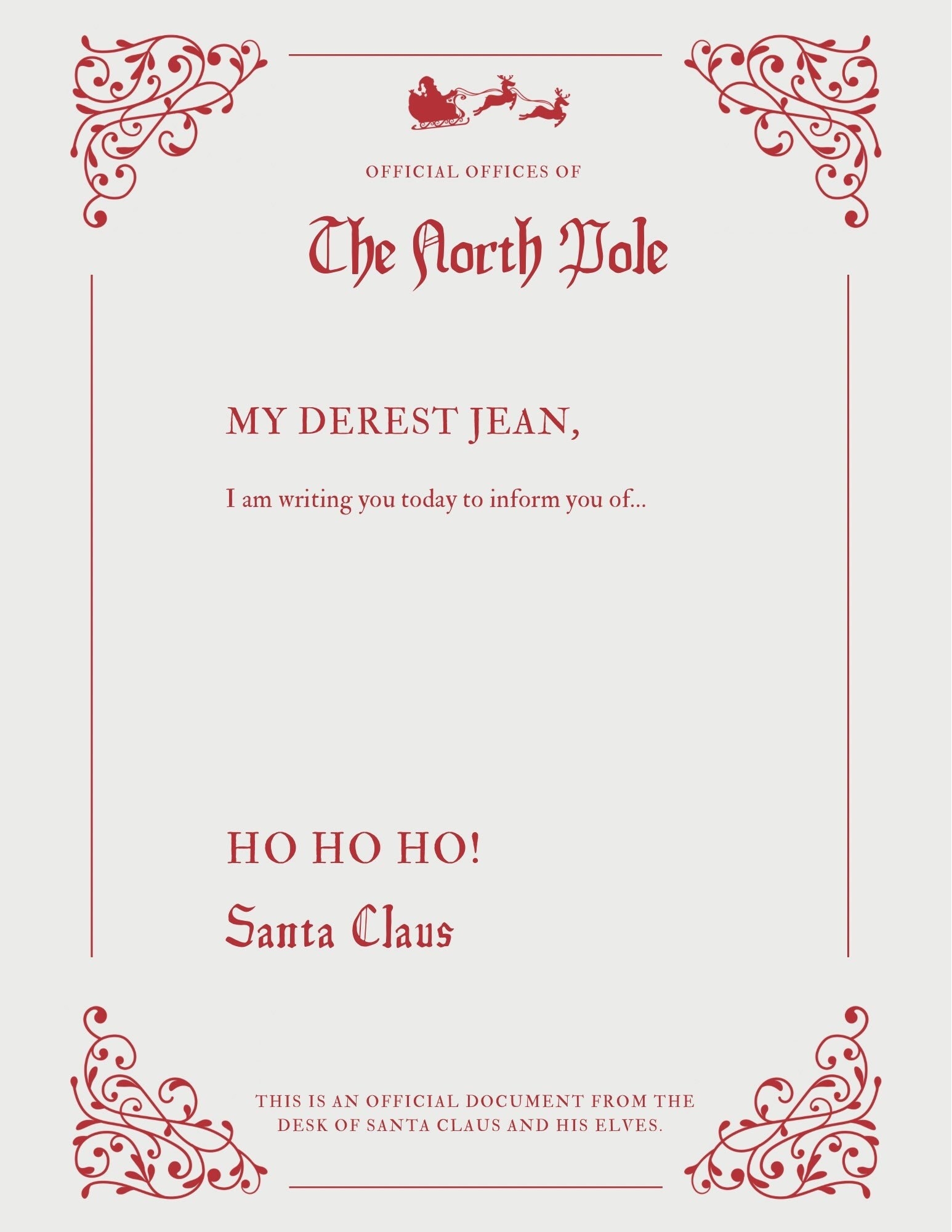 North Pole Letterhead Etsy