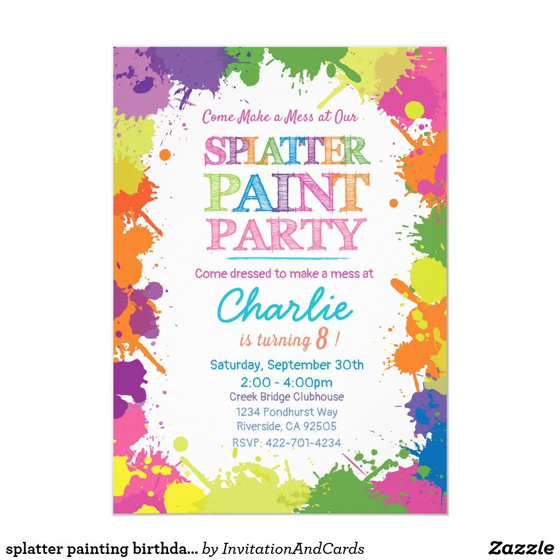 Painting Birthday Invitations Invitation Templates Zazzle