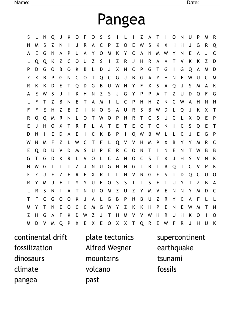 Free Printable Pangea Puzzle