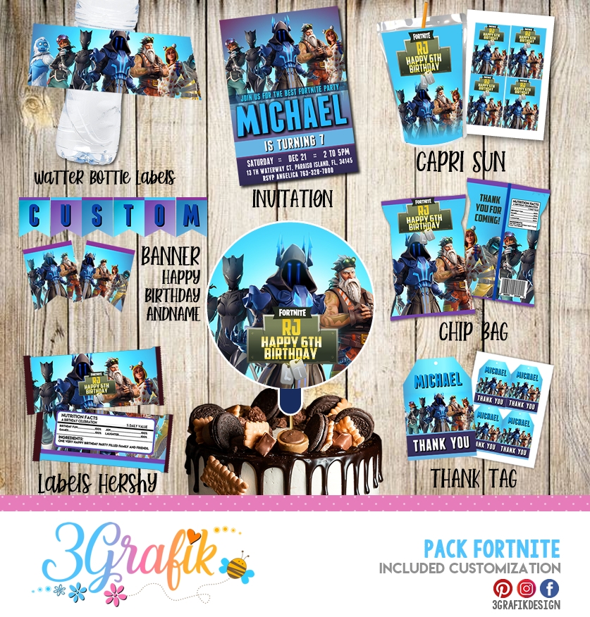  Party Fortnite Pack Printable Fortnite Chip Bag Fortnite Cake Topper