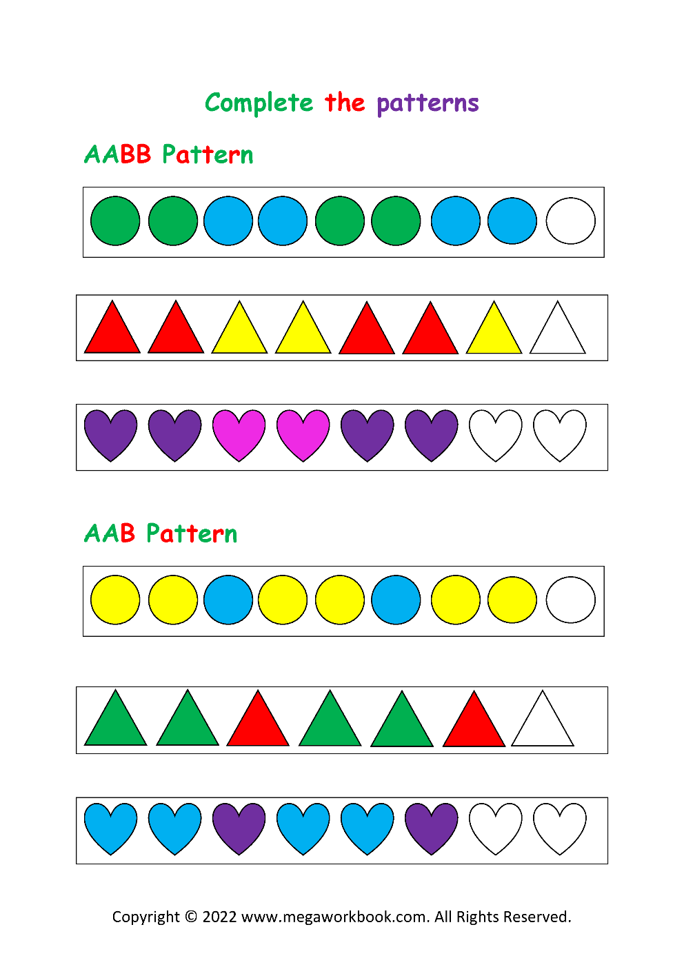 Patterns For Preschool Patterns For Kindergarten Pattern Worksheets For Preschool Pattern Worksheets For Kindergarten Kindergarten Pattern Worksheet MegaWorkbook
