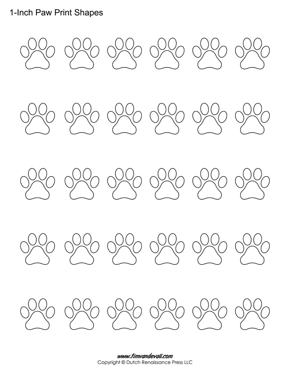 Paw Print Template Shapes Blank Printable Shapes