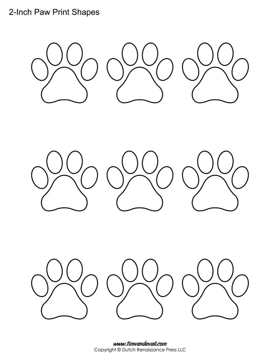 Paw Print Template Shapes Blank Printable Shapes