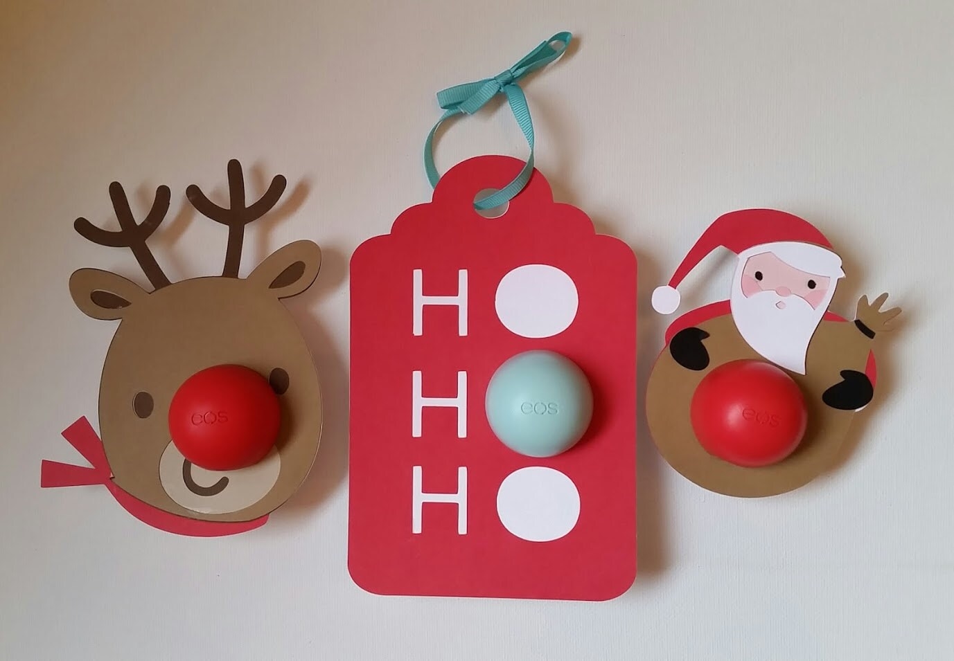Pdf EOS Lip Balm Cards Eos Christmas Cards Christmas Gifts Holiday Gifts Gifts For Her Santa Rudolph Over sized Tag Etsy