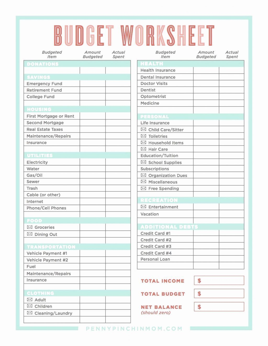 Pin On Cash Money Budgeting Worksheets Printable Budget Worksheet Personal Budget Template
