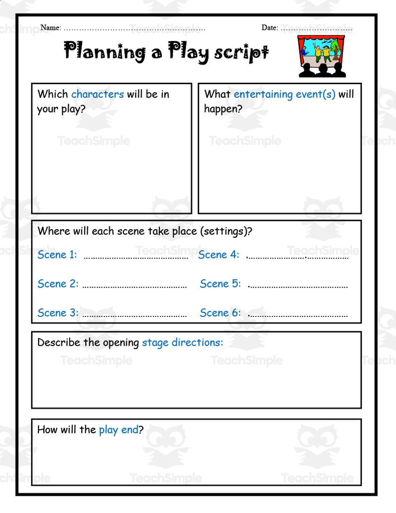 Planning A Play Script Worksheet By Teach Simple
