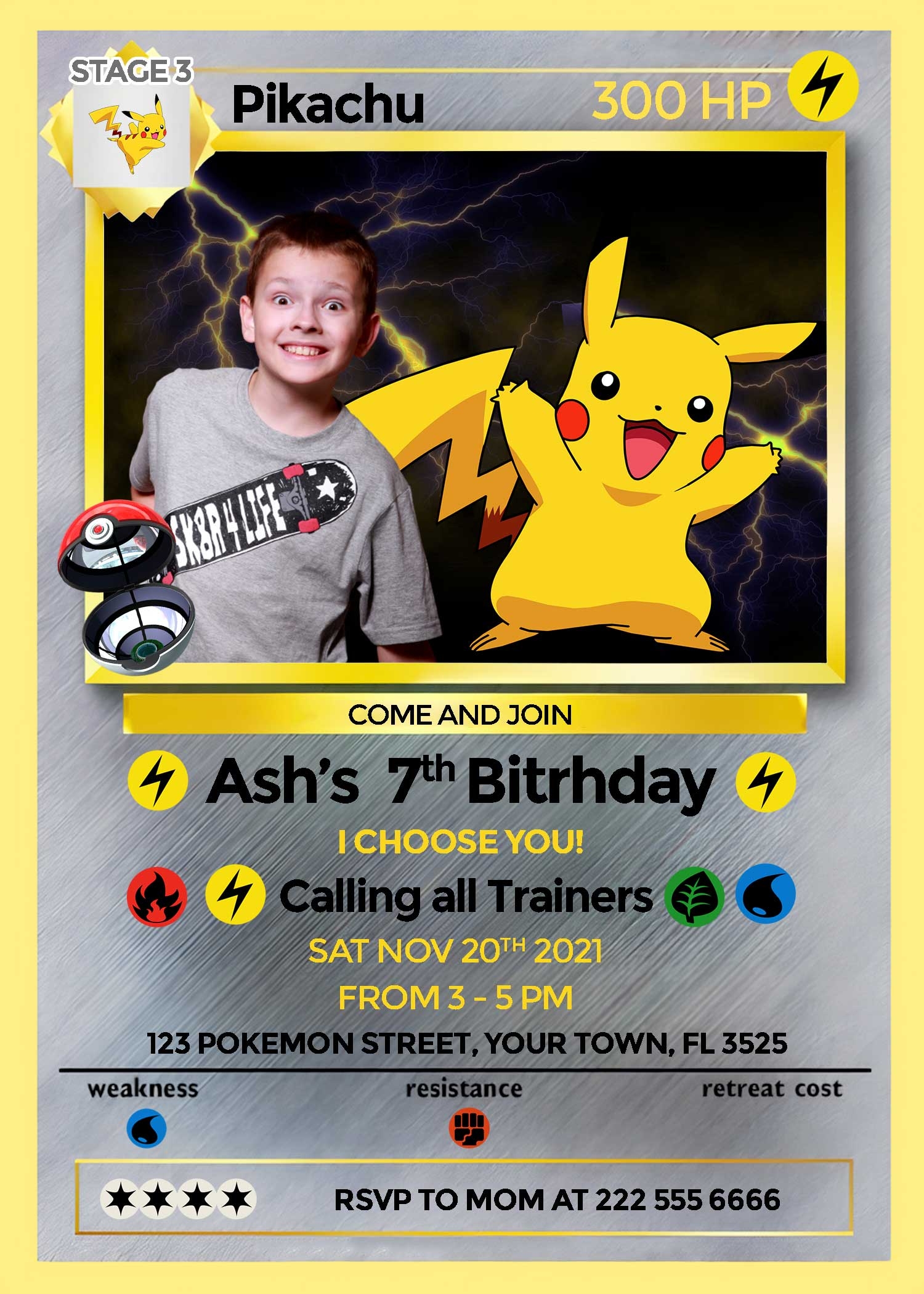 Free Printable Pokemon Birthday Invitations